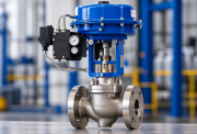 industrial blue actuated valve assembly 1